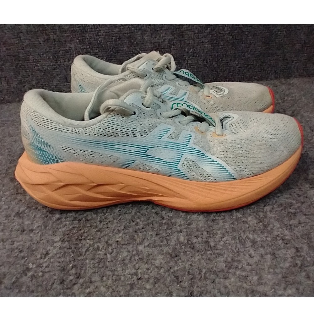 ASICS Novablast 3 GS Running Shoes Kids Size 3.5 Grey Orange Teal STAINS